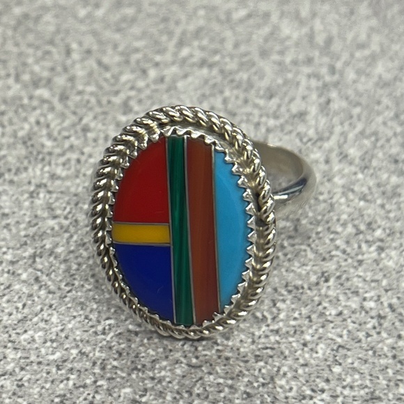 Sterling silver inlay ring - Picture 1 of 3